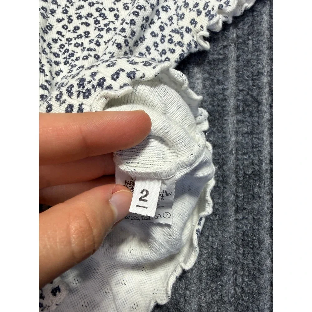 Brandy Melville Coquette Baby Tee XS Floral Dainty Casual‎ Y2K Summer